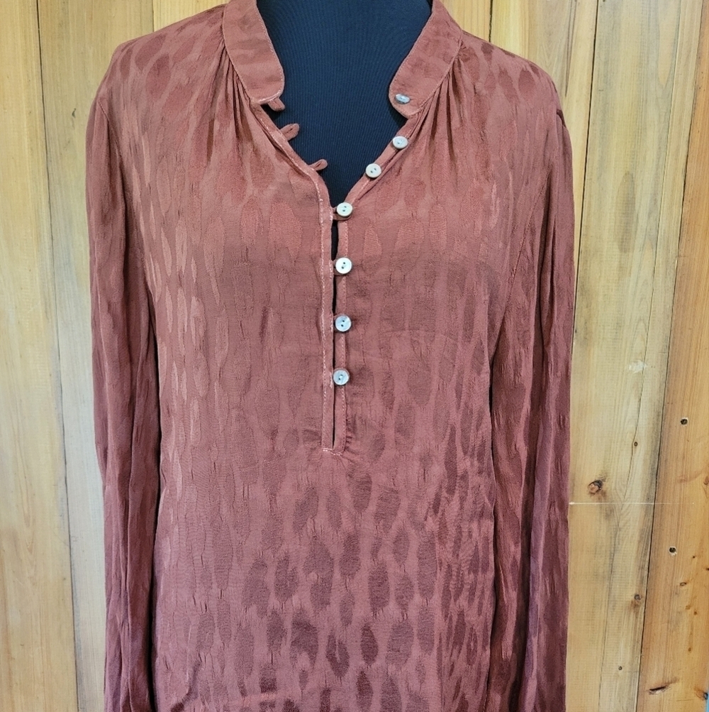 Women's Brown Button-Up Top